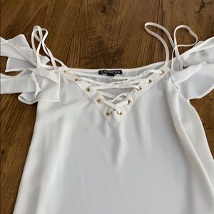 White cross tank with sleeves